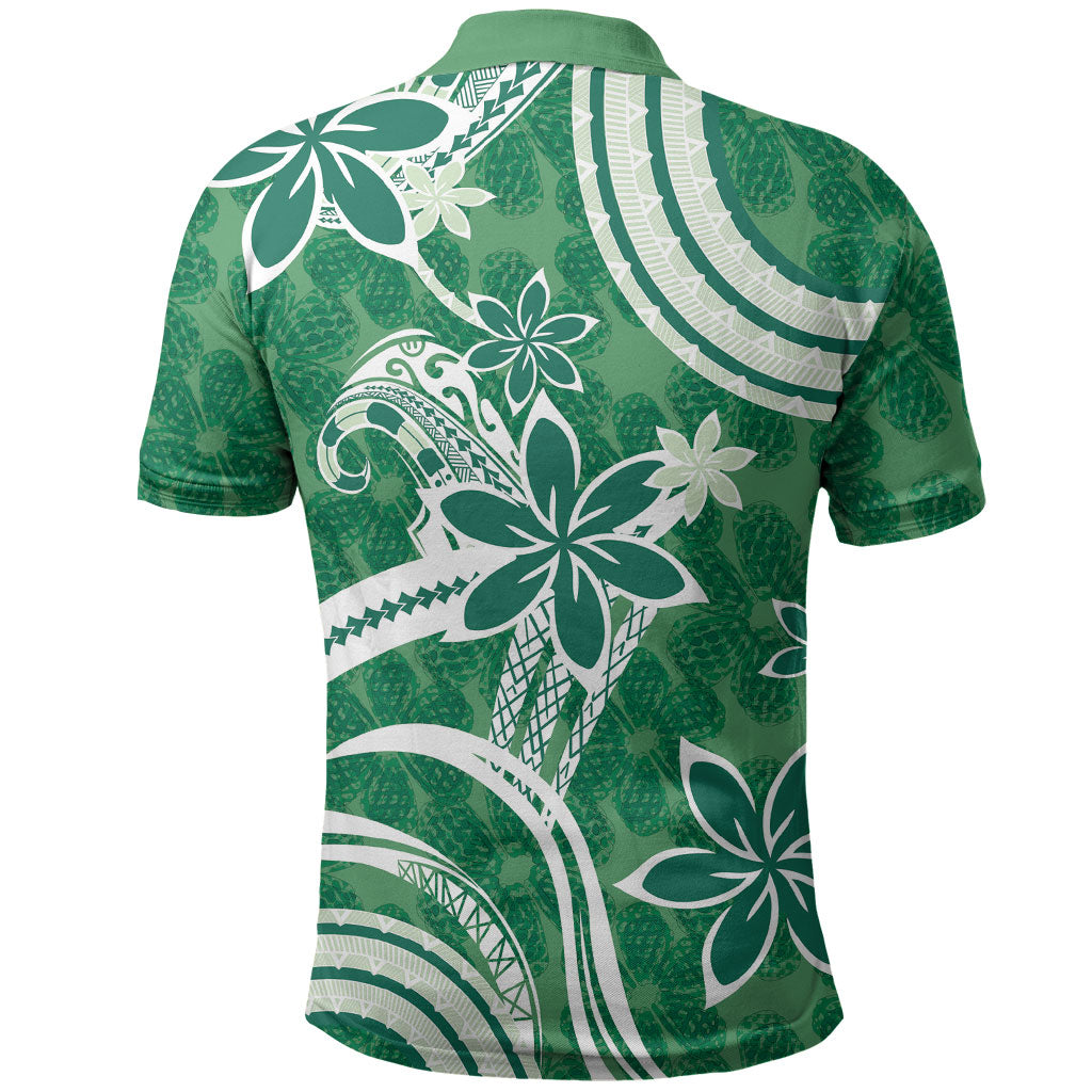 Hawaii Pupuala Plumeria Green Polo Shirt Polynesian Pattern LT01 - Polynesian Pride