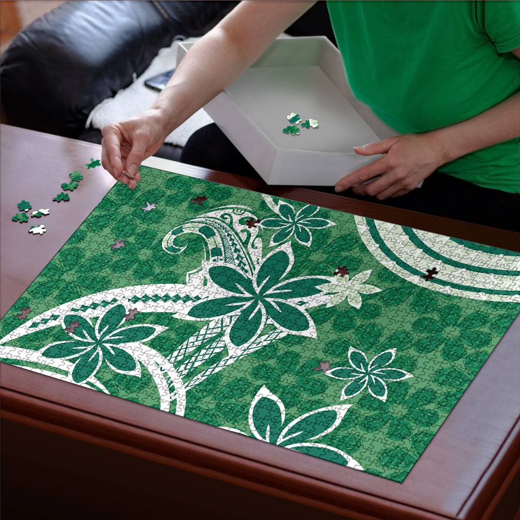 Hawaii Pupuala Plumeria Green Puzzle Polynesian Pattern LT01 - Polynesian Pride