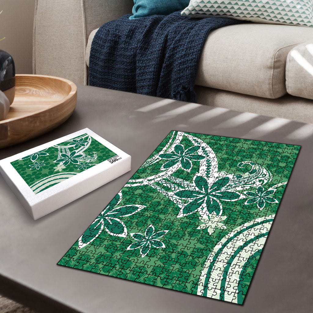 Hawaii Pupuala Plumeria Green Puzzle Polynesian Pattern LT01 - Polynesian Pride