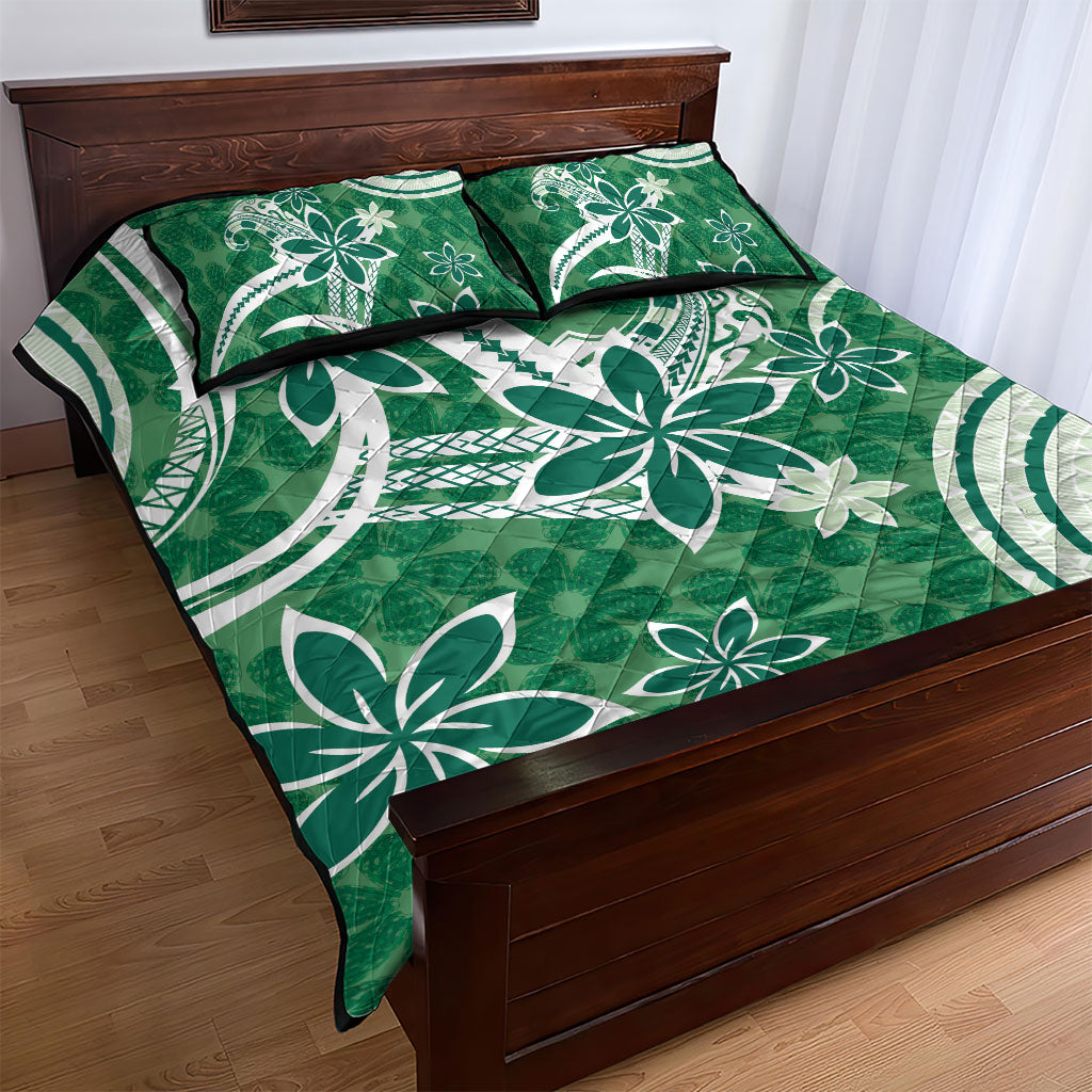 Hawaii Pupuala Plumeria Green Quilt Bed Set Polynesian Pattern LT01 - Polynesian Pride