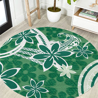 Hawaii Pupuala Plumeria Green Round Carpet Polynesian Pattern LT01 Green - Polynesian Pride