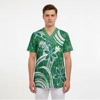 Hawaii Pupuala Plumeria Green Scrub Top Polynesian Pattern LT01 - Polynesian Pride