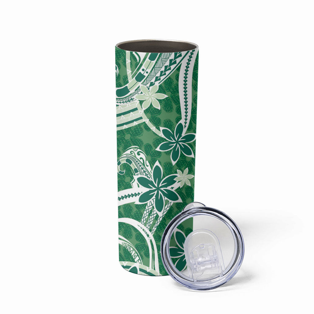 Hawaii Pupuala Plumeria Green Skinny Tumbler Polynesian Pattern LT01 - Polynesian Pride