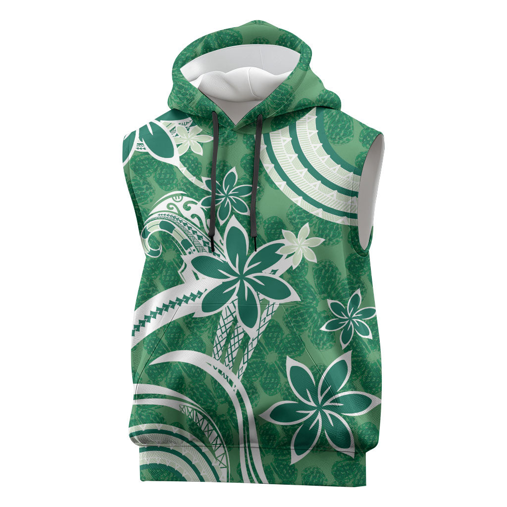 Hawaii Pupuala Plumeria Green Sleeveless Hoodie Polynesian Pattern LT01 Green - Polynesian Pride