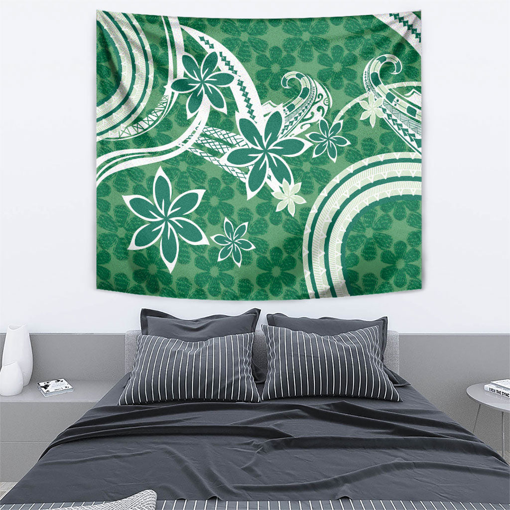 Hawaii Pupuala Plumeria Green Tapestry Polynesian Pattern LT01 - Polynesian Pride