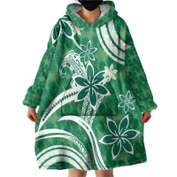 Hawaii Pupuala Plumeria Green Wearable Blanket Hoodie Polynesian Pattern LT01 - Polynesian Pride
