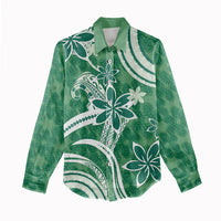 Hawaii Pupuala Plumeria Green Women Casual Shirt Polynesian Pattern LT01 - Polynesian Pride