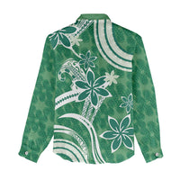 Hawaii Pupuala Plumeria Green Women Casual Shirt Polynesian Pattern LT01 - Polynesian Pride