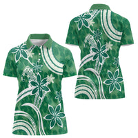 Hawaii Pupuala Plumeria Green Women Polo Shirt Polynesian Pattern LT01 - Polynesian Pride