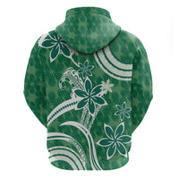 Hawaii Pupuala Plumeria Green Zip Hoodie Polynesian Pattern LT01 - Polynesian Pride