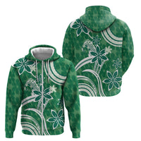 Hawaii Pupuala Plumeria Green Zip Hoodie Polynesian Pattern LT01 - Polynesian Pride