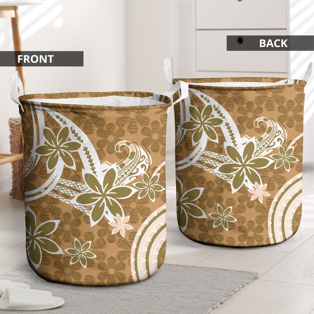 Hawaii Pupuala Plumeria Light Brown Laundry Basket Polynesian Pattern LT01 - Polynesian Pride