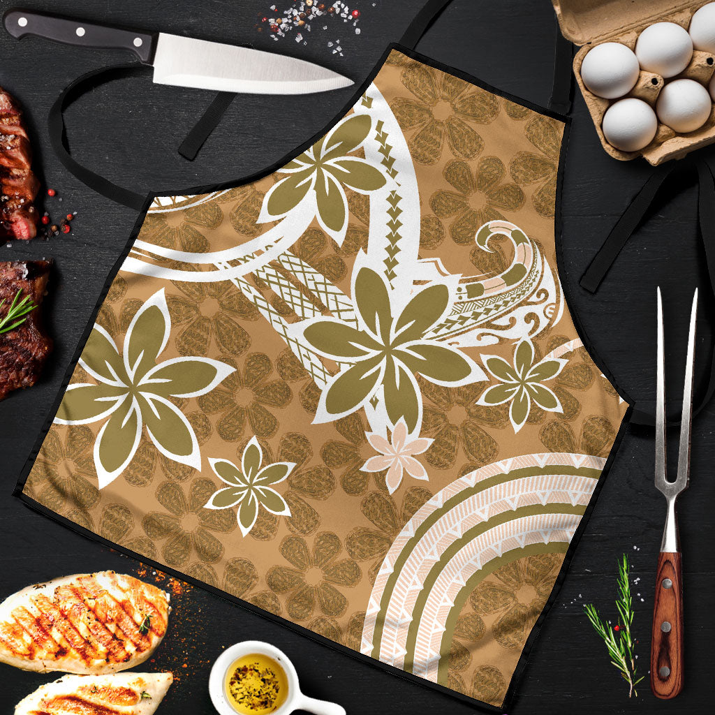 Hawaii Pupuala Plumeria Light Brown Apron Polynesian Pattern LT01 Light Brown - Polynesian Pride