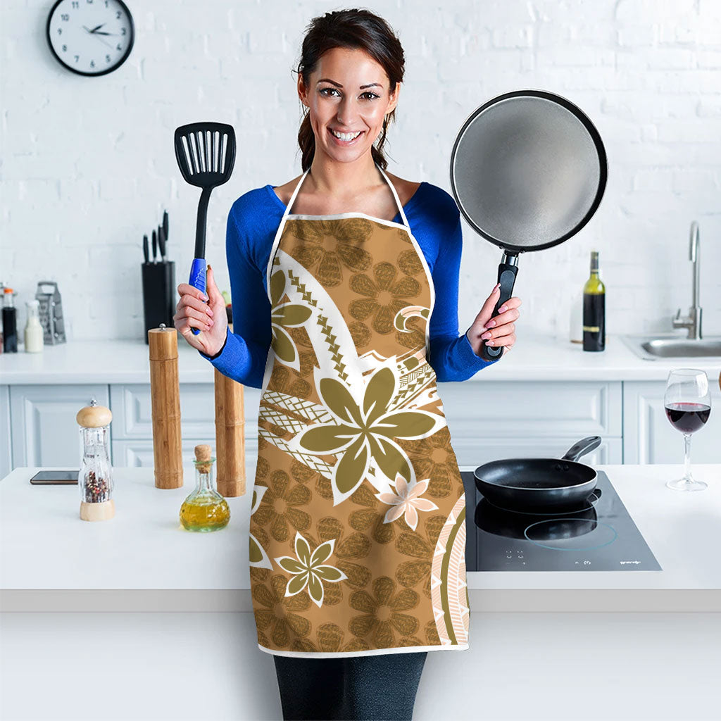 Hawaii Pupuala Plumeria Light Brown Apron Polynesian Pattern LT01 - Polynesian Pride