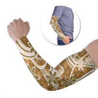 Hawaii Pupuala Plumeria Light Brown Arm Sleeves Polynesian Pattern LT01 Set of 2 Light Brown - Polynesian Pride