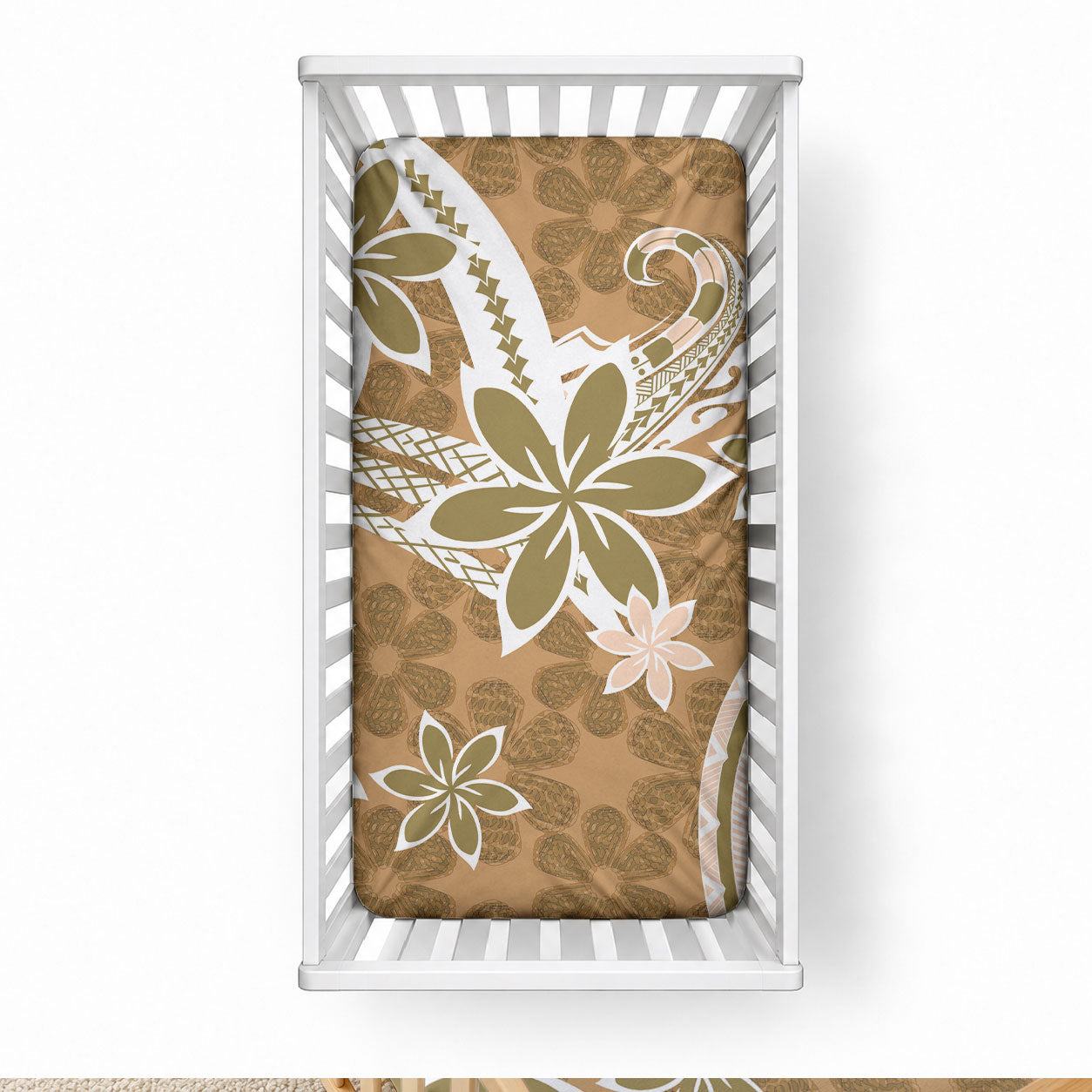 Hawaii Pupuala Plumeria Light Brown Baby Bed Cover Polynesian Pattern LT01 28 × 52 in Light Brown - Polynesian Pride