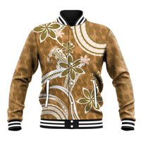Hawaii Pupuala Plumeria Light Brown Baseball Jacket Polynesian Pattern LT01 Unisex Light Brown - Polynesian Pride