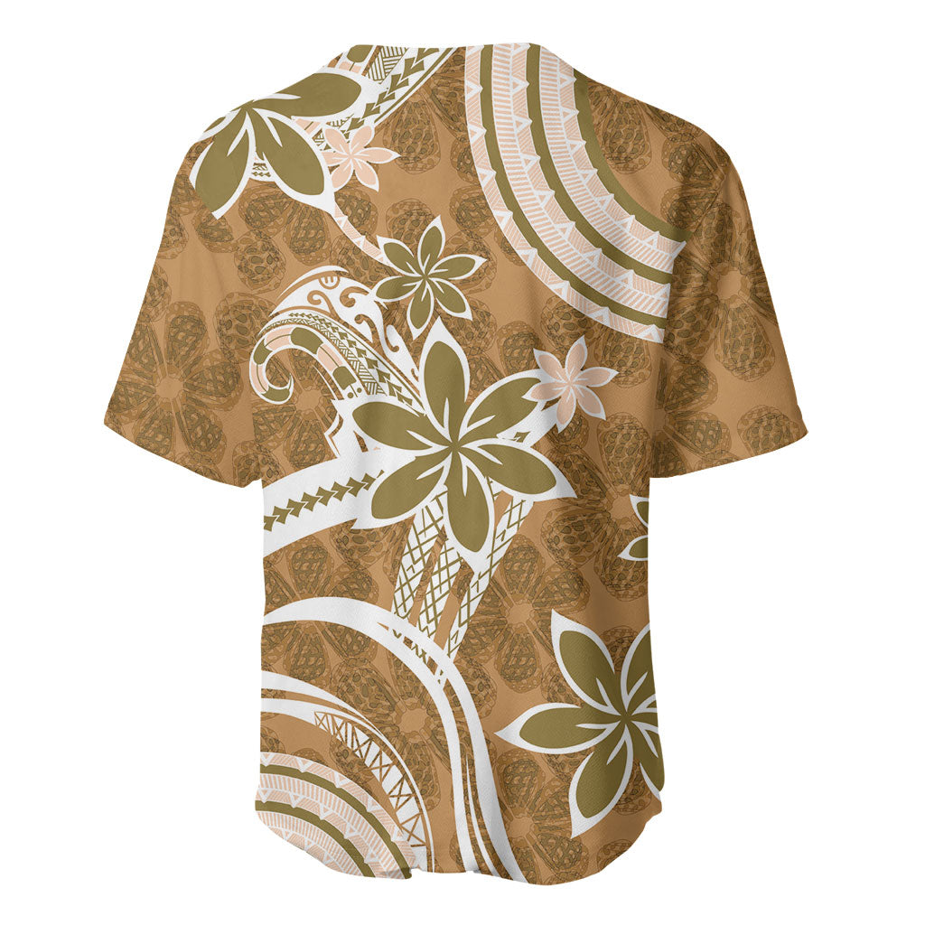 Hawaii Pupuala Plumeria Light Brown Baseball Jersey Polynesian Pattern LT01 - Polynesian Pride