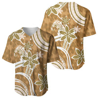 Hawaii Pupuala Plumeria Light Brown Baseball Jersey Polynesian Pattern LT01 - Polynesian Pride