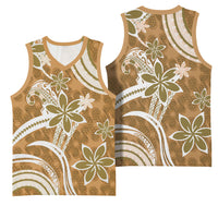 Hawaii Pupuala Plumeria Light Brown Basketball Jersey Polynesian Pattern LT01 - Polynesian Pride