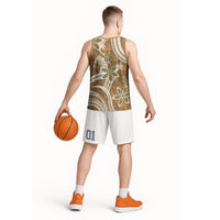 Hawaii Pupuala Plumeria Light Brown Basketball Jersey Polynesian Pattern LT01 - Polynesian Pride