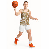 Hawaii Pupuala Plumeria Light Brown Basketball Jersey Polynesian Pattern LT01 - Polynesian Pride