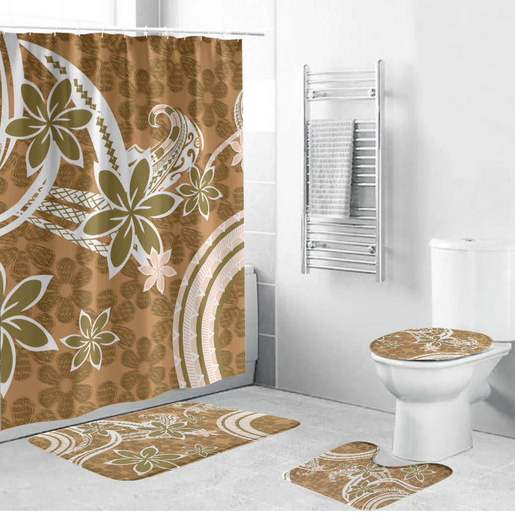 Hawaii Pupuala Plumeria Light Brown Bathroom Set Polynesian Pattern LT01 Bathroom Set (4 pcs) Light Brown - Polynesian Pride