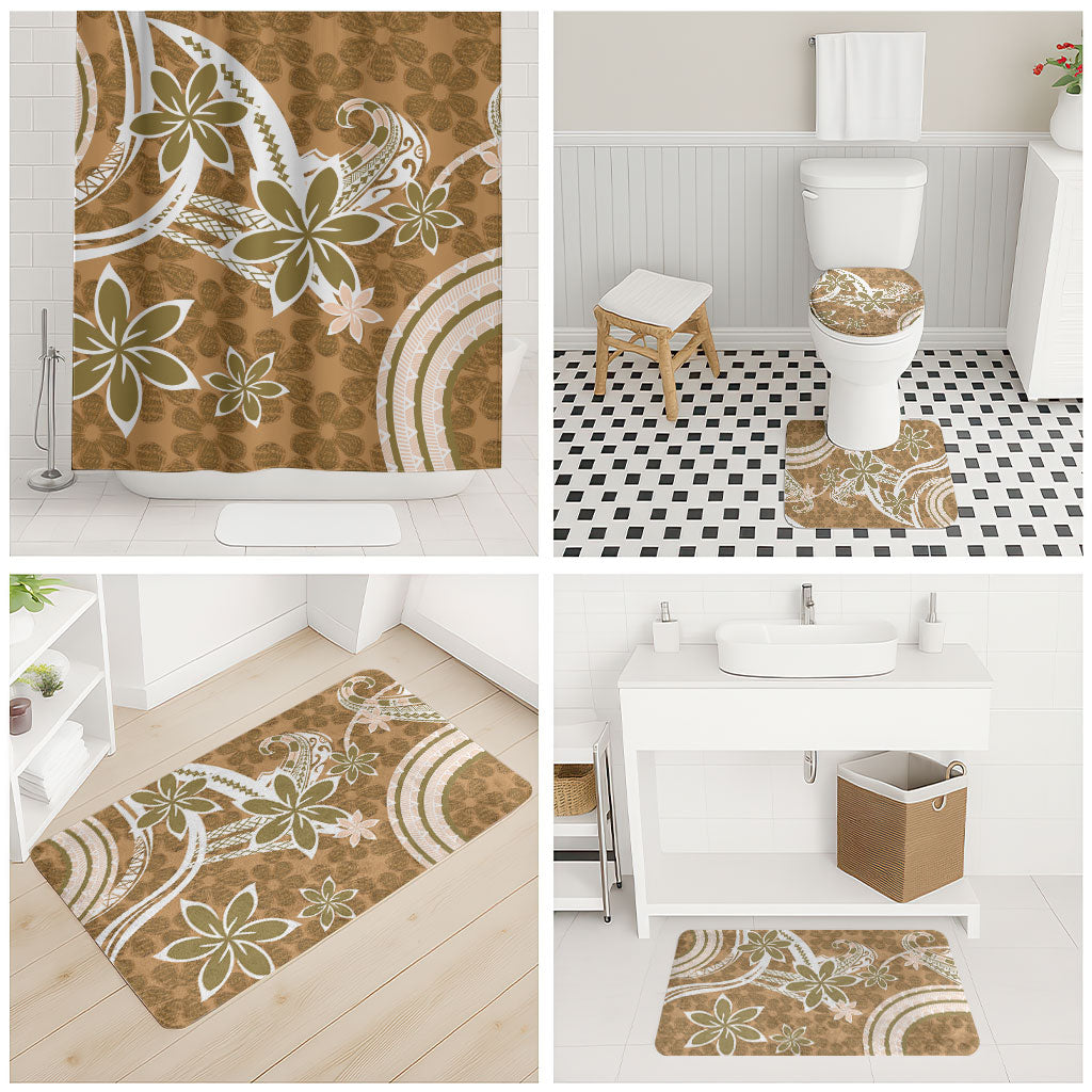 Hawaii Pupuala Plumeria Light Brown Bathroom Set Polynesian Pattern LT01 - Polynesian Pride