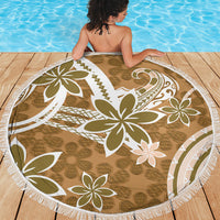 Hawaii Pupuala Plumeria Light Brown Beach Blanket Polynesian Pattern LT01 - Polynesian Pride