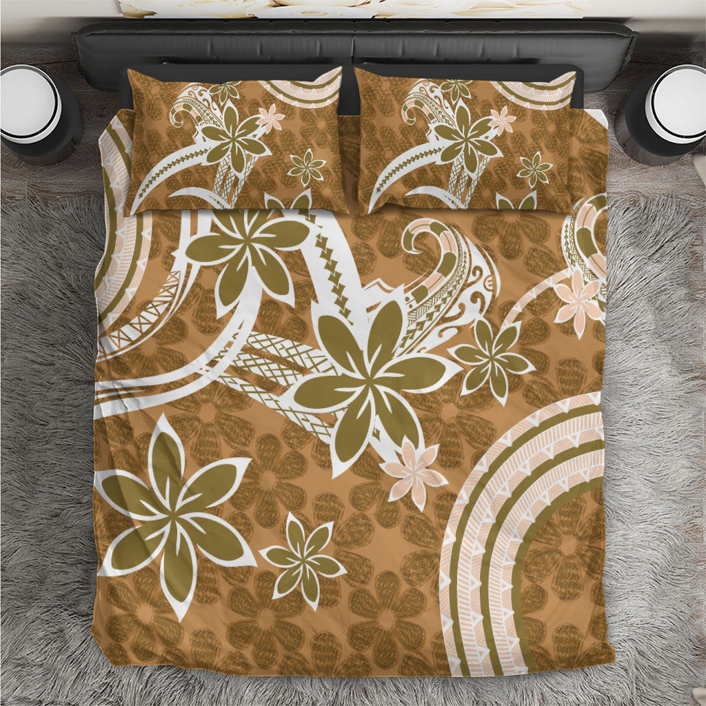 Hawaii Pupuala Plumeria Light Brown Bedding Set Polynesian Pattern LT01 Light Brown - Polynesian Pride