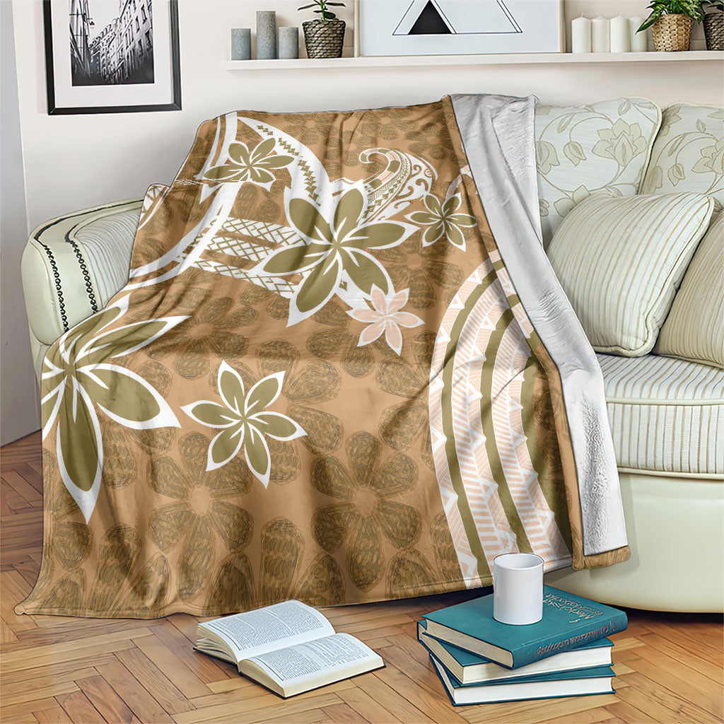 Hawaii Pupuala Plumeria Light Brown Blanket Polynesian Pattern LT01 Light Brown - Polynesian Pride
