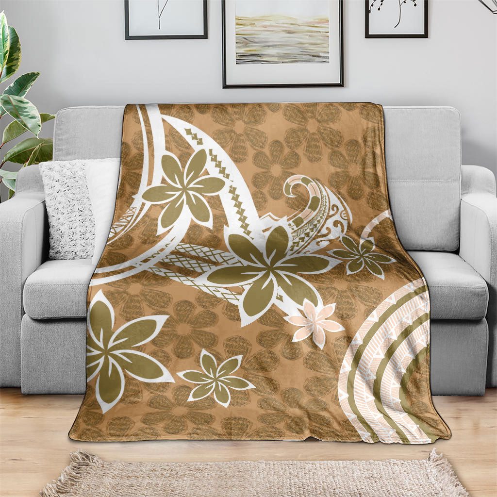 Hawaii Pupuala Plumeria Light Brown Blanket Polynesian Pattern LT01 - Polynesian Pride