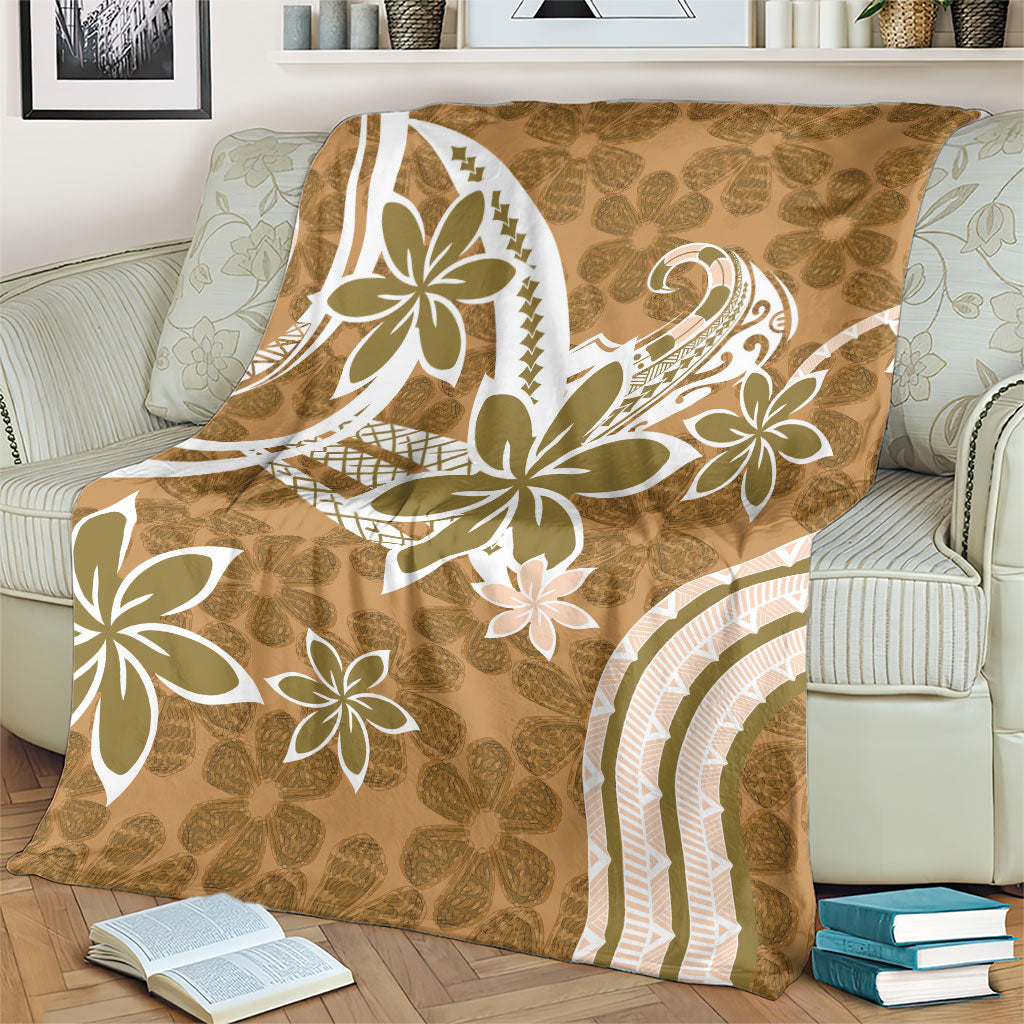Hawaii Pupuala Plumeria Light Brown Blanket Polynesian Pattern LT01 - Polynesian Pride