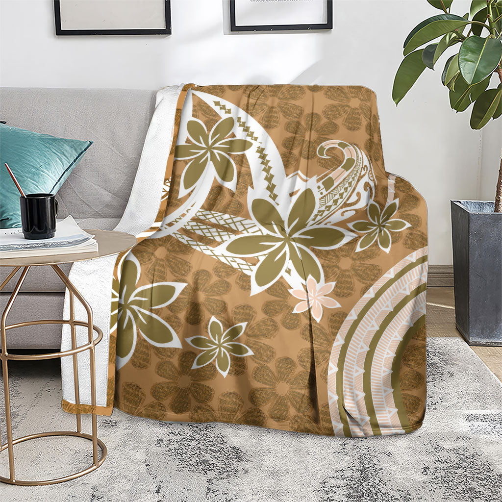 Hawaii Pupuala Plumeria Light Brown Blanket Polynesian Pattern LT01 - Polynesian Pride