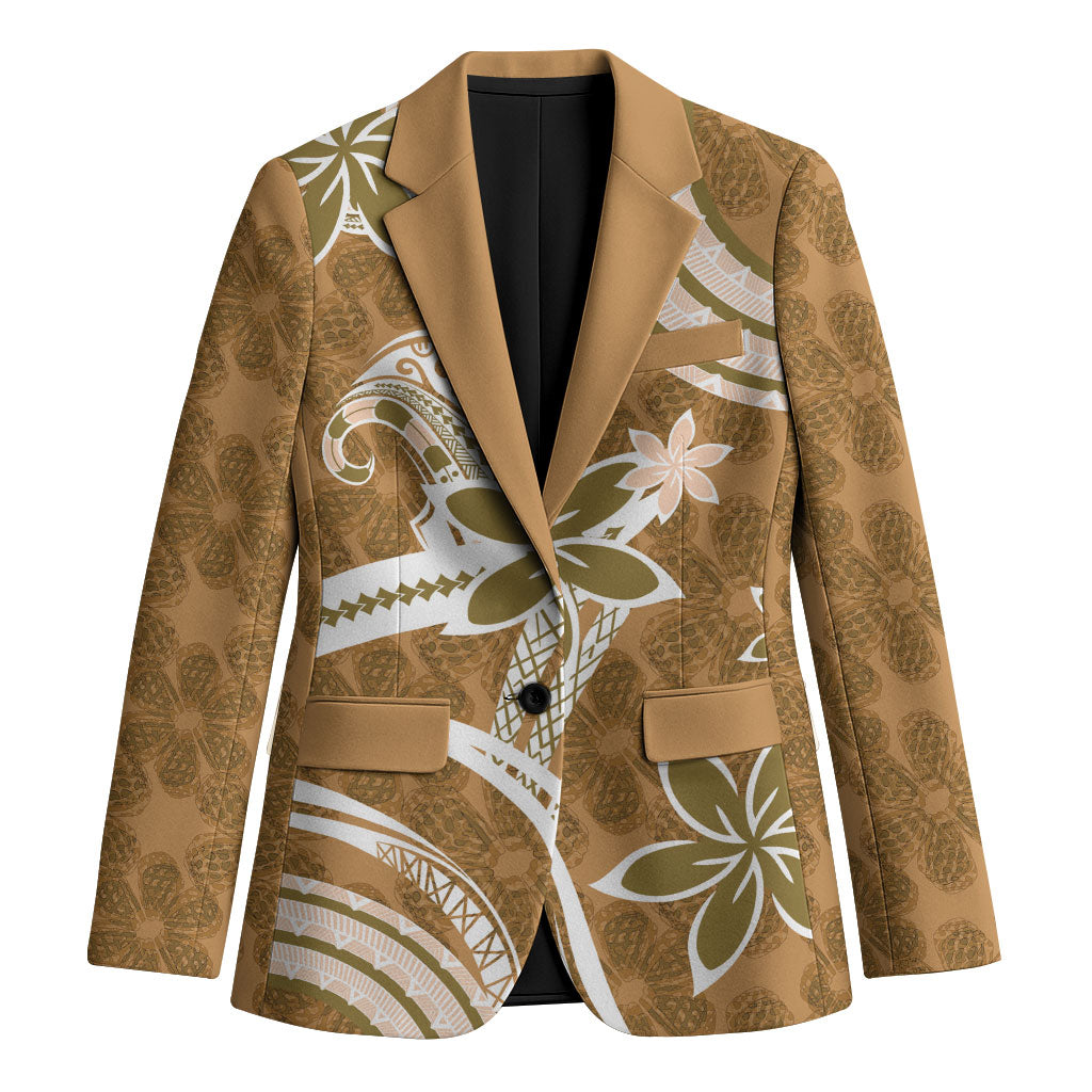Hawaii Pupuala Plumeria Light Brown Blazer Polynesian Pattern LT01 Unisex Light Brown - Polynesian Pride