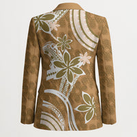 Hawaii Pupuala Plumeria Light Brown Blazer Polynesian Pattern LT01 - Polynesian Pride