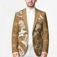 Hawaii Pupuala Plumeria Light Brown Blazer Polynesian Pattern LT01 - Polynesian Pride