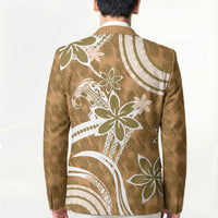 Hawaii Pupuala Plumeria Light Brown Blazer Polynesian Pattern LT01 - Polynesian Pride