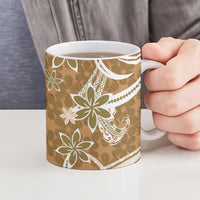 Hawaii Pupuala Plumeria Light Brown Ceramic Mug Polynesian Pattern LT01 - Polynesian Pride