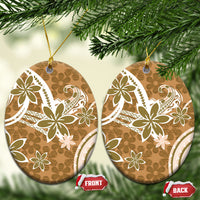 Hawaii Pupuala Plumeria Light Brown Ceramic Ornament Polynesian Pattern LT01 Oval Light Brown - Polynesian Pride