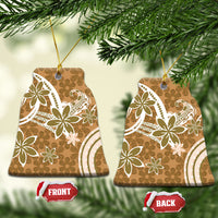 Hawaii Pupuala Plumeria Light Brown Ceramic Ornament Polynesian Pattern LT01 Bell Flake Light Brown - Polynesian Pride