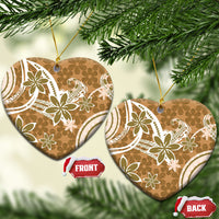 Hawaii Pupuala Plumeria Light Brown Ceramic Ornament Polynesian Pattern LT01 Heart Light Brown - Polynesian Pride