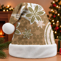 Hawaii Pupuala Plumeria Light Brown Christmas Santa Hat Polynesian Pattern LT01 Without Fur Light Brown - Polynesian Pride