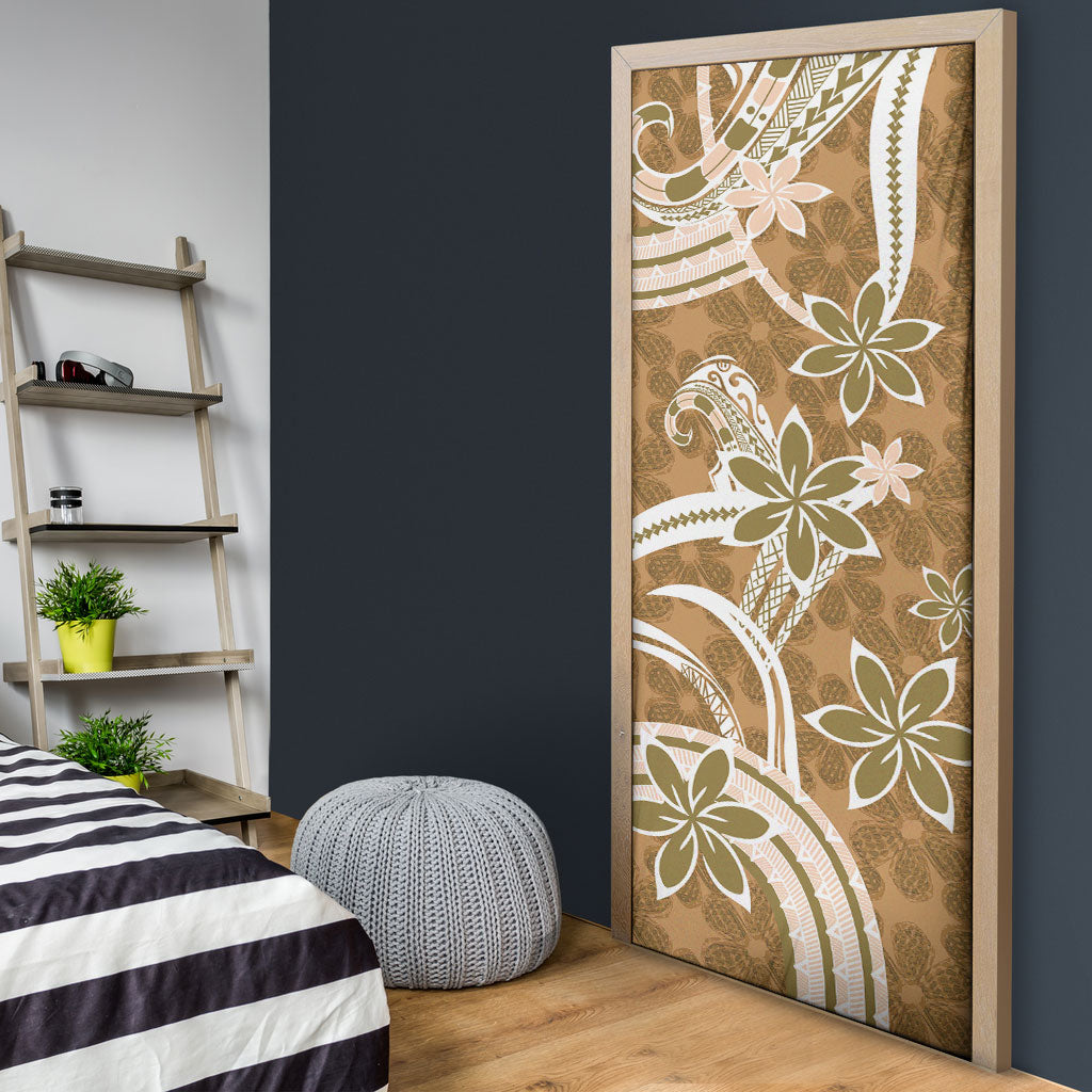 Hawaii Pupuala Plumeria Light Brown Door Cover Polynesian Pattern LT01 - Polynesian Pride