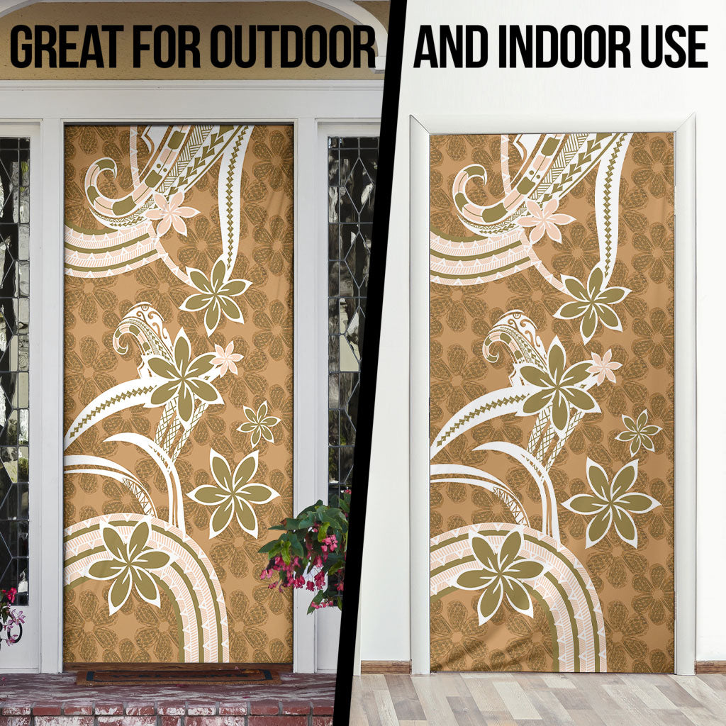 Hawaii Pupuala Plumeria Light Brown Door Cover Polynesian Pattern LT01 - Polynesian Pride