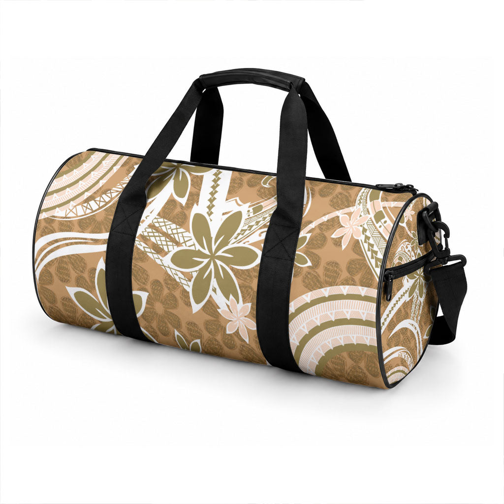 Hawaii Pupuala Plumeria Light Brown Duffle Bag Polynesian Pattern LT01 - Polynesian Pride