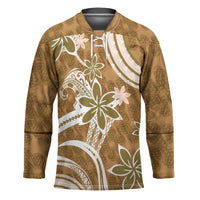 Hawaii Pupuala Plumeria Light Brown Hockey Jersey Polynesian Pattern LT01 Unisex Light Brown - Polynesian Pride
