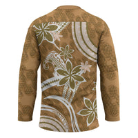 Hawaii Pupuala Plumeria Light Brown Hockey Jersey Polynesian Pattern LT01 - Polynesian Pride