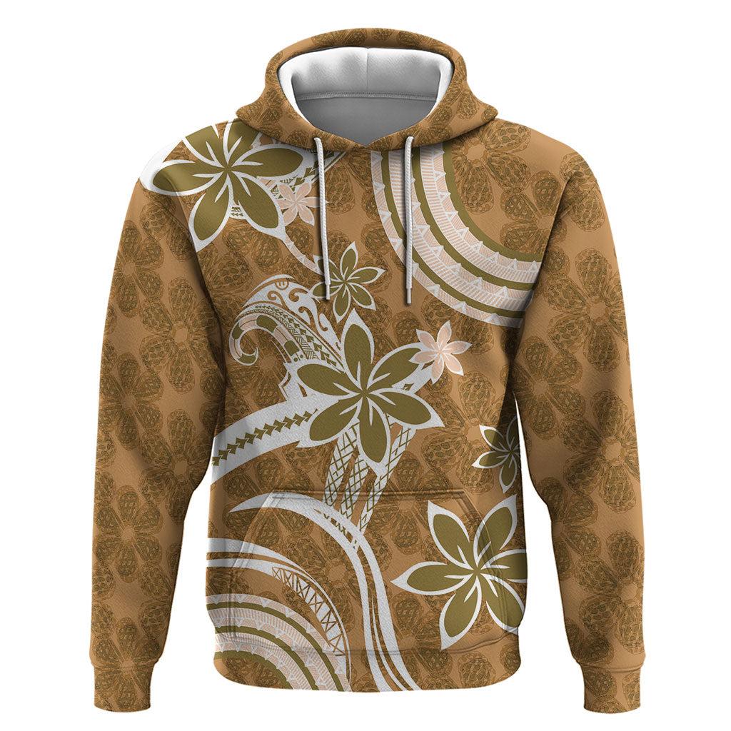 Hawaii Pupuala Plumeria Light Brown Hoodie Polynesian Pattern LT01 Pullover Hoodie Light Brown - Polynesian Pride