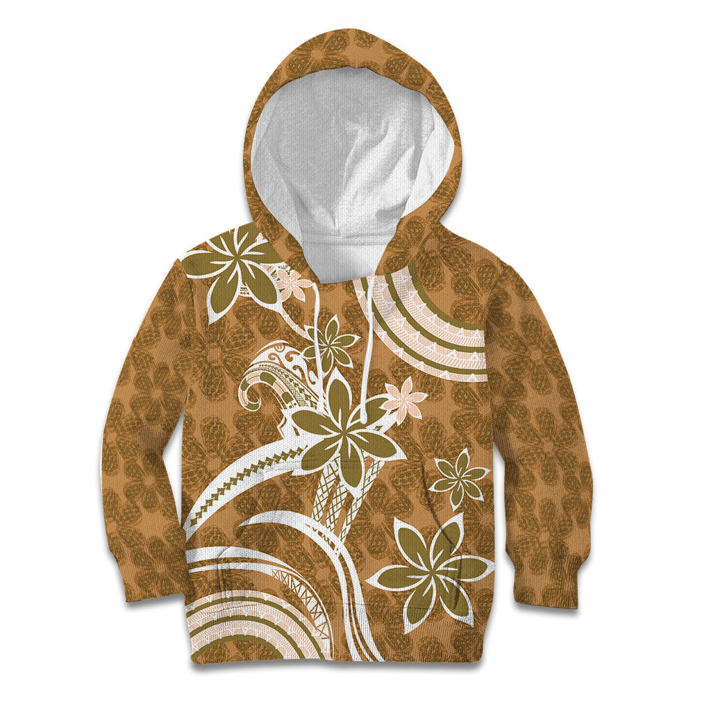 Hawaii Pupuala Plumeria Light Brown Kid Hoodie Polynesian Pattern LT01 Hoodie Light Brown - Polynesian Pride